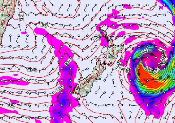 New Zealand forecast chart for Wednesday, February 18th, 2026 at 6:00 PM