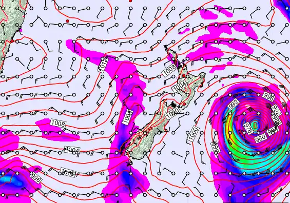 New Zealand forecast chart for Thursday, February 19th, 2026 at 12:00 AM