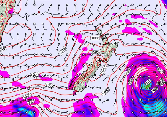 New Zealand forecast chart for Thursday, February 19th, 2026 at 6:00 AM