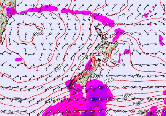 New Zealand forecast chart for Friday, February 20th, 2026 at 12:00 AM