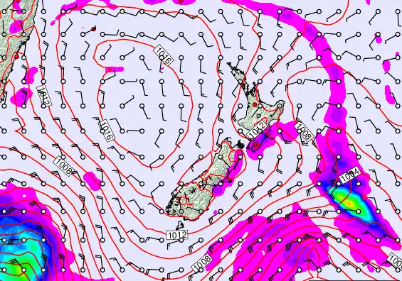New Zealand forecast chart for Friday, February 20th, 2026 at 6:00 PM