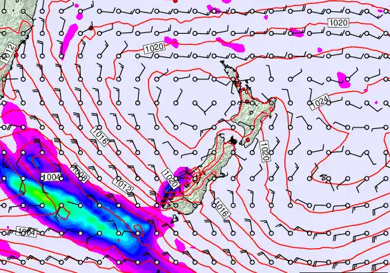 New Zealand forecast chart for Tuesday, February 24th, 2026 at 12:00 AM