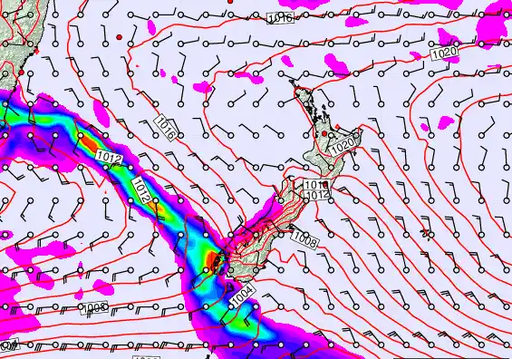 New Zealand forecast chart for Tuesday, February 24th, 2026 at 6:00 PM