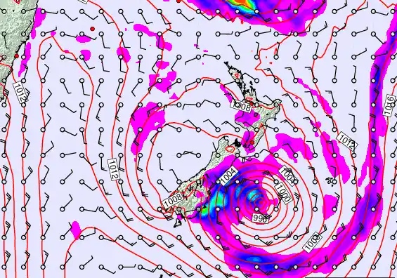 New Zealand forecast chart for Tuesday, February 17th, 2026 at 12:00 AM
