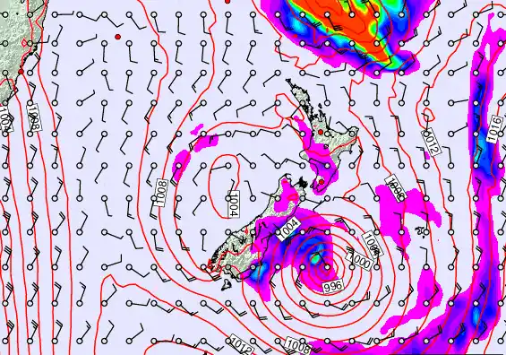 New Zealand forecast chart for Tuesday, February 17th, 2026 at 6:00 AM