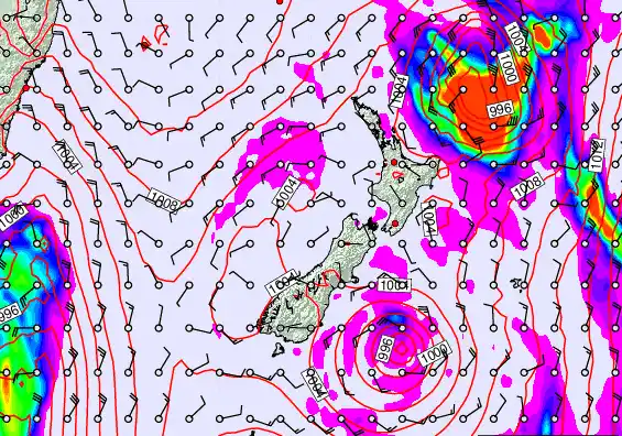 New Zealand forecast chart for Tuesday, February 17th, 2026 at 6:00 PM