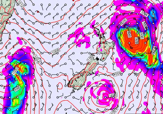 New Zealand forecast chart for Wednesday, February 18th, 2026 at 12:00 AM