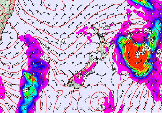New Zealand forecast chart for Wednesday, February 18th, 2026 at 6:00 AM