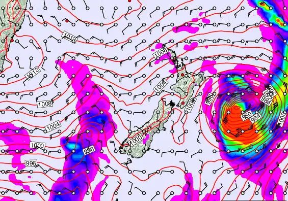 New Zealand forecast chart for Wednesday, February 18th, 2026 at 12:00 PM