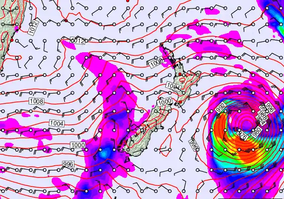 New Zealand forecast chart for Wednesday, February 18th, 2026 at 6:00 PM