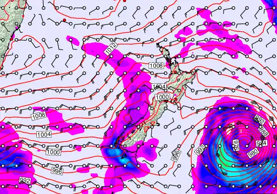 New Zealand forecast chart for Thursday, February 19th, 2026 at 12:00 AM
