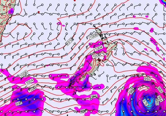 New Zealand forecast chart for Thursday, February 19th, 2026 at 6:00 AM