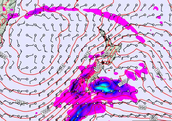 New Zealand forecast chart for Friday, February 20th, 2026 at 12:00 AM