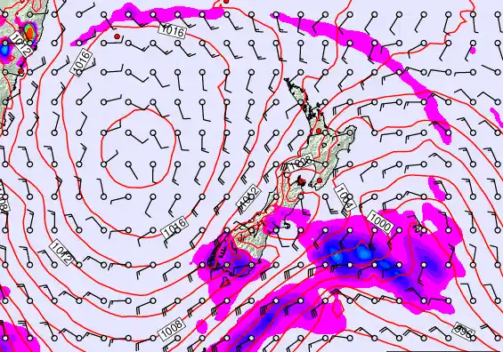 New Zealand forecast chart for Friday, February 20th, 2026 at 6:00 AM