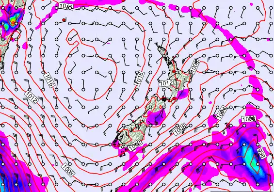 New Zealand forecast chart for Friday, February 20th, 2026 at 12:00 PM