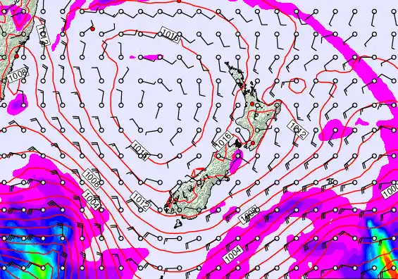 New Zealand forecast chart for Friday, February 20th, 2026 at 6:00 PM