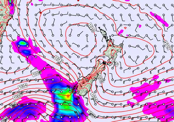 New Zealand forecast chart for Saturday, February 21st, 2026 at 6:00 AM
