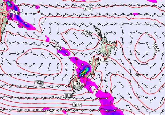 New Zealand forecast chart for Tuesday, February 24th, 2026 at 6:00 AM