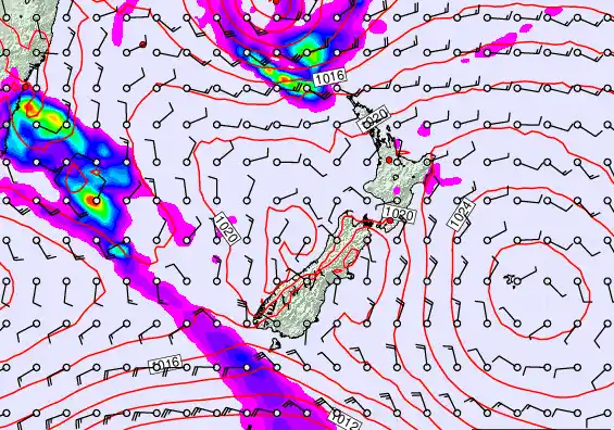 New Zealand forecast chart for Thursday, February 26th, 2026 at 12:00 AM