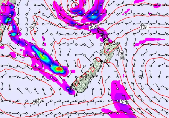 New Zealand forecast chart for Thursday, February 26th, 2026 at 12:00 PM