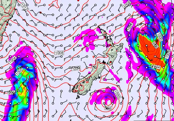 New Zealand forecast chart for Wednesday, February 18th, 2026 at 12:00 AM