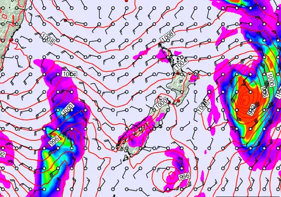 New Zealand forecast chart for Wednesday, February 18th, 2026 at 6:00 AM