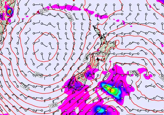 New Zealand forecast chart for Friday, February 20th, 2026 at 6:00 AM