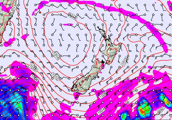 New Zealand forecast chart for Friday, February 20th, 2026 at 6:00 PM