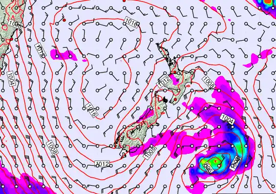 New Zealand forecast chart for Sunday, February 22nd, 2026 at 6:00 AM