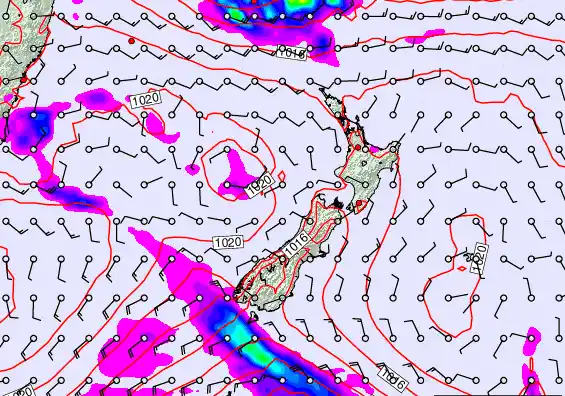 New Zealand forecast chart for Thursday, February 26th, 2026 at 12:00 AM