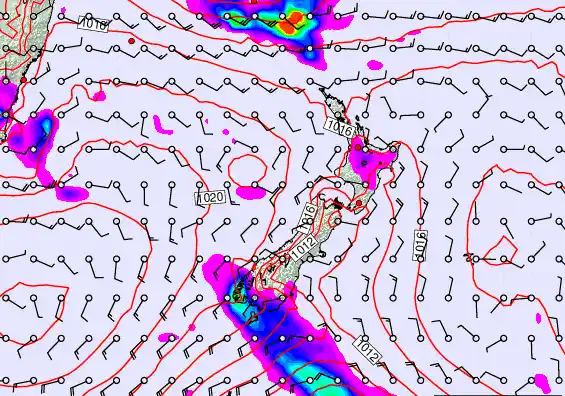 New Zealand forecast chart for Thursday, February 26th, 2026 at 6:00 AM