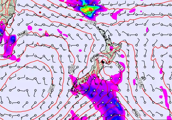 New Zealand forecast chart for Thursday, February 26th, 2026 at 12:00 PM