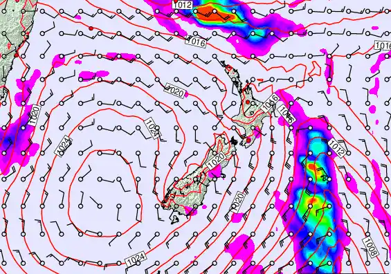 New Zealand forecast chart for Friday, February 27th, 2026 at 12:00 AM