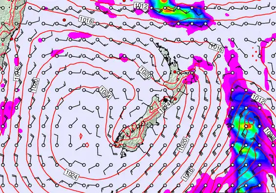 New Zealand forecast chart for Friday, February 27th, 2026 at 6:00 AM