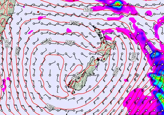 New Zealand forecast chart for Friday, February 27th, 2026 at 12:00 PM