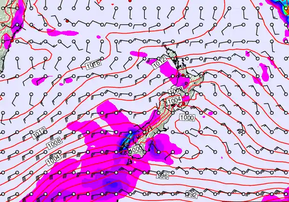 New Zealand forecast chart for Thursday, February 19th, 2026 at 12:00 PM