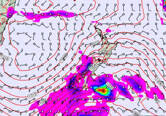 New Zealand forecast chart for Friday, February 20th, 2026 at 12:00 AM