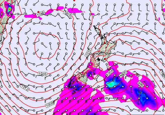 New Zealand forecast chart for Friday, February 20th, 2026 at 6:00 AM