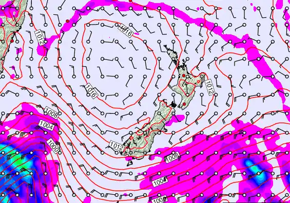 New Zealand forecast chart for Friday, February 20th, 2026 at 6:00 PM