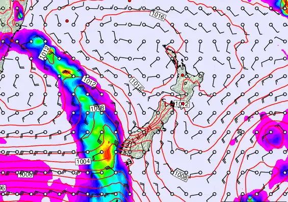 New Zealand forecast chart for Monday, February 23rd, 2026 at 6:00 AM