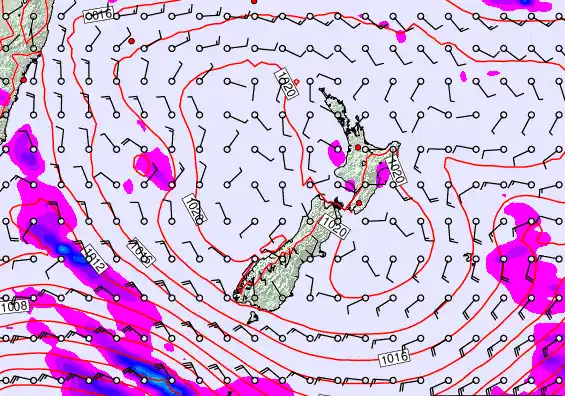 New Zealand forecast chart for Tuesday, February 24th, 2026 at 6:00 PM