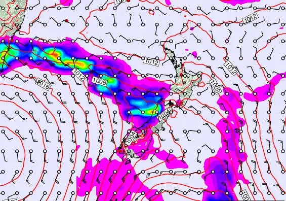 New Zealand forecast chart for Thursday, February 26th, 2026 at 6:00 AM