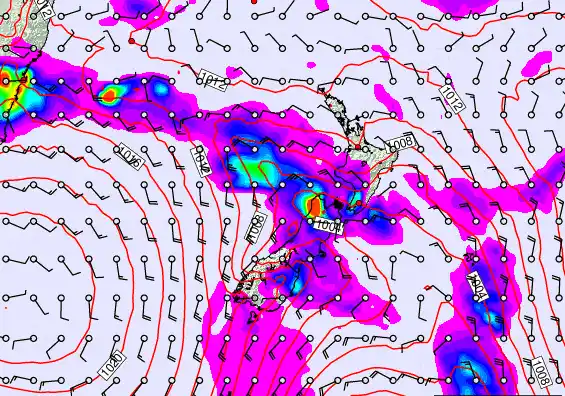 New Zealand forecast chart for Thursday, February 26th, 2026 at 12:00 PM