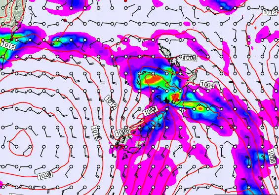 New Zealand forecast chart for Thursday, February 26th, 2026 at 6:00 PM