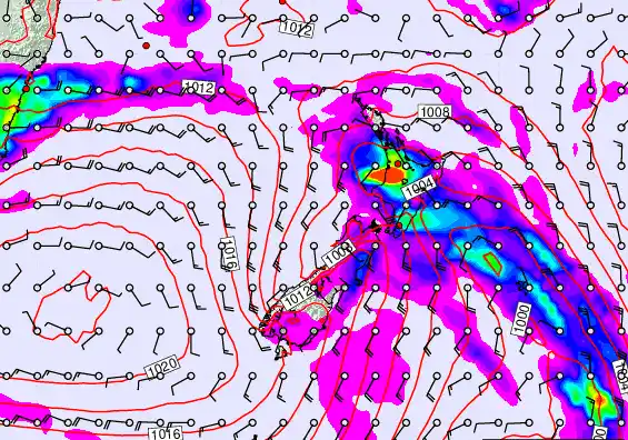 New Zealand forecast chart for Friday, February 27th, 2026 at 12:00 AM