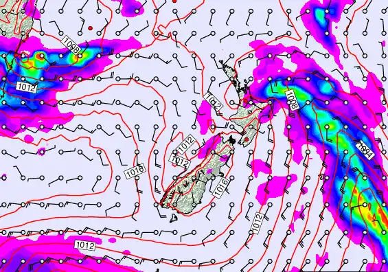New Zealand forecast chart for Friday, February 27th, 2026 at 12:00 PM