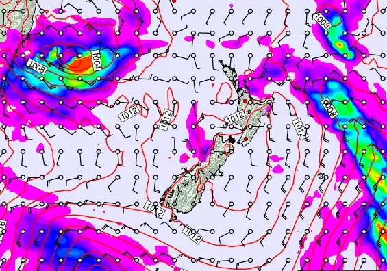 New Zealand forecast chart for Friday, February 27th, 2026 at 6:00 PM