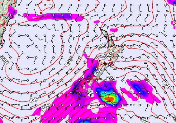 New Zealand forecast chart for Friday, February 20th, 2026 at 12:00 AM