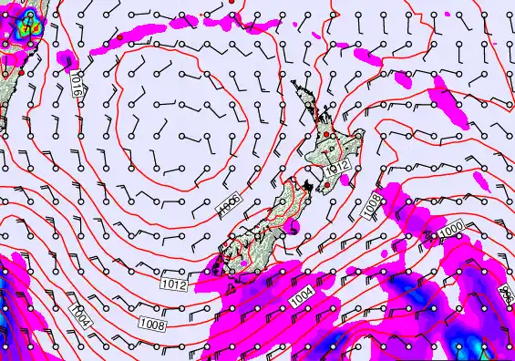 New Zealand forecast chart for Friday, February 20th, 2026 at 12:00 PM