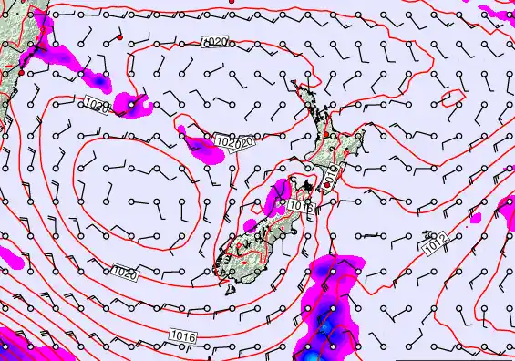 New Zealand forecast chart for Tuesday, February 24th, 2026 at 12:00 AM